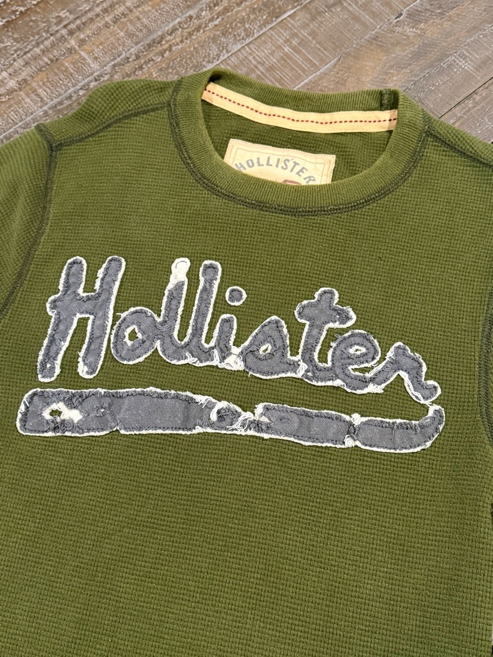 Hollister California Green Thermal Long Sleeve Shirt Size Large
